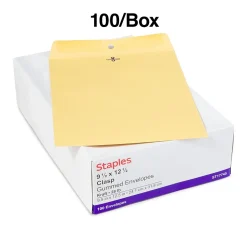 Staples Clasp & Moistenable Glue #12.5 Kraft Catalog Envelopes, 9.5