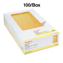 Staples Clasp & Moistenable Glue Kraft Catalog Envelopes, 10