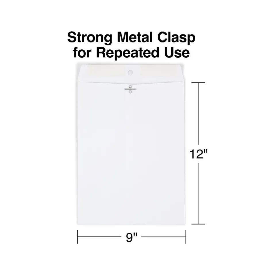 Staples Clasp Catalog Envelopes, 9"L x 12"H, White, 100/Box (570253/14210)* Security Tinted