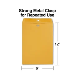 Staples Clasp Close Kraft Catalog Envelopes, 9"L x 12"H, Brown, 250/Box (487493/17242)* Catalog