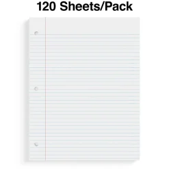 Staples College Ruled Filler Paper, 8" x 10.5", White, 120 Sheets/Pack, 36 Packs/Carton (TR37427)