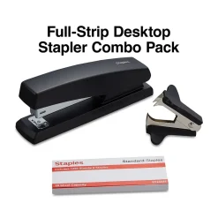 Staples ® Combo Pack Desktop Stapler, 20-Sheet Capacity, Included, Black (ST24548/24548)
