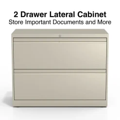 Discount Commercial 2-Drawer Lateral File Cabinet, Letter/Legal Size, Lockable, 28.15"H x 36"W x 18.62"D, Putty (60921/17450) File Cabinets