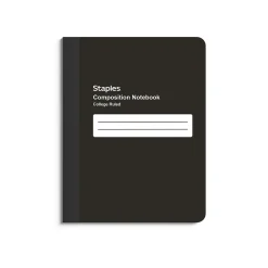 Staples Composition Notebook, 7.5" x 9.75", College Ruled, 80 Sheets, (ST55083) Black