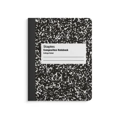 Staples Composition Notebook, 7.5" x 9.75", College Ruled, 100 Sheets, Black/White, 48/Carton (40451CT) Outlet