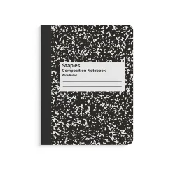 Staples ® Composition Notebook, 9.75" x 7.5", Wide Ruled, 80 Sheets, Assorted Colors, 48/Carton (20702CT)