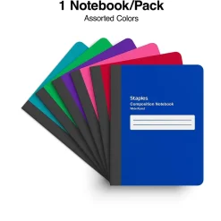 Staples ® Composition Notebook, 7.5" x 9.75", Wide Ruled, 80 Sheets, Assorted Colors (ST54890) Online