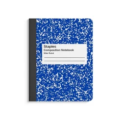 Staples ® Composition Notebook, 7.5" x 9.75", Wide Ruled, 100 Sheets, (ST55073) Blue Clearance