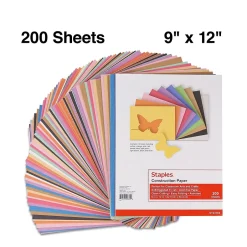 Hot Construction Paper, 9"W x 12"L, Assorted, 200/Pack (23104) Construction Paper