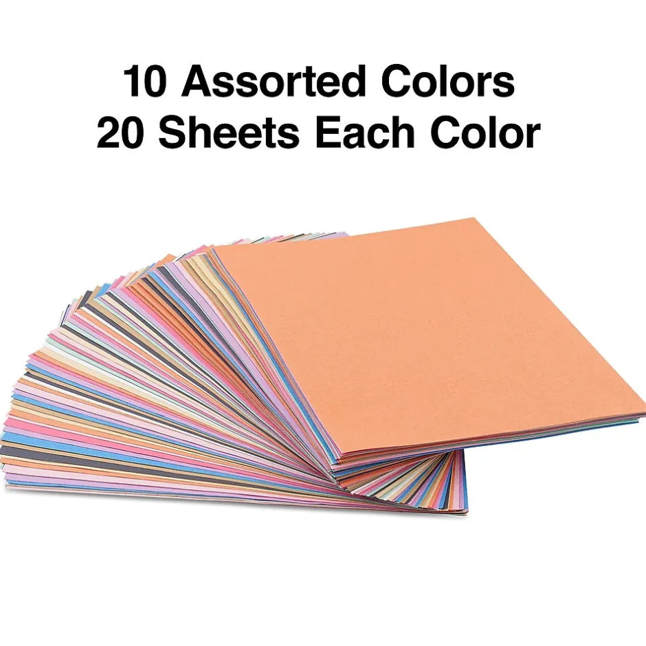 Hot Construction Paper, 9"W x 12"L, Assorted, 200/Pack (23104) Construction Paper