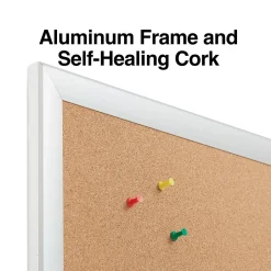 Outlet Cork Bulletin Board, Aluminum Frame, 6'W x 4'H (28317-CC) Bulletin