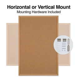 Cork Bulletin Board, Oak Frame, 3'W x 2'H (28336-CC) Bulletin