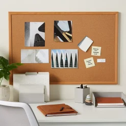 Cork Bulletin Board, Oak Frame, 3'W x 2'H (28336-CC) Bulletin