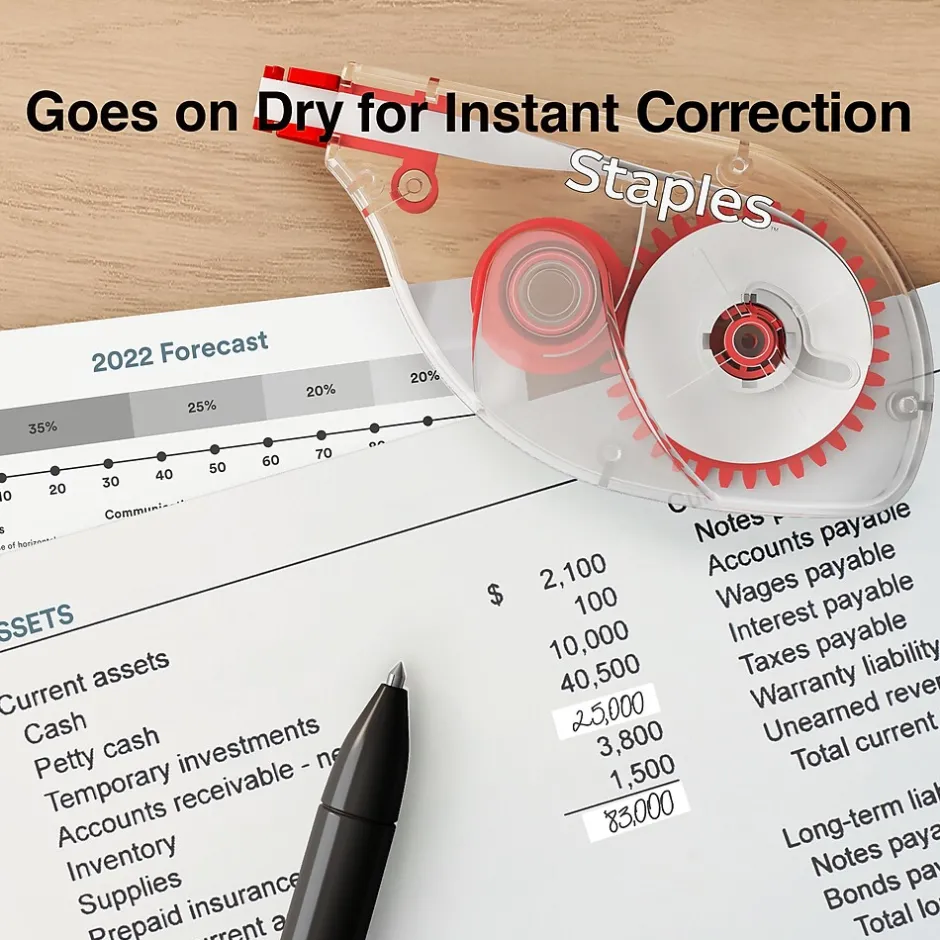 Staples Correction Tape, White, 2/Pack (ST59818) Hot