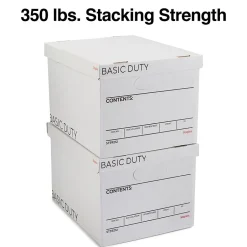 Staples Corrugated File Box Lift Off Lid, Letter/Legal Size, White/Black, 20/Pack (3325010/3325007) Outlet