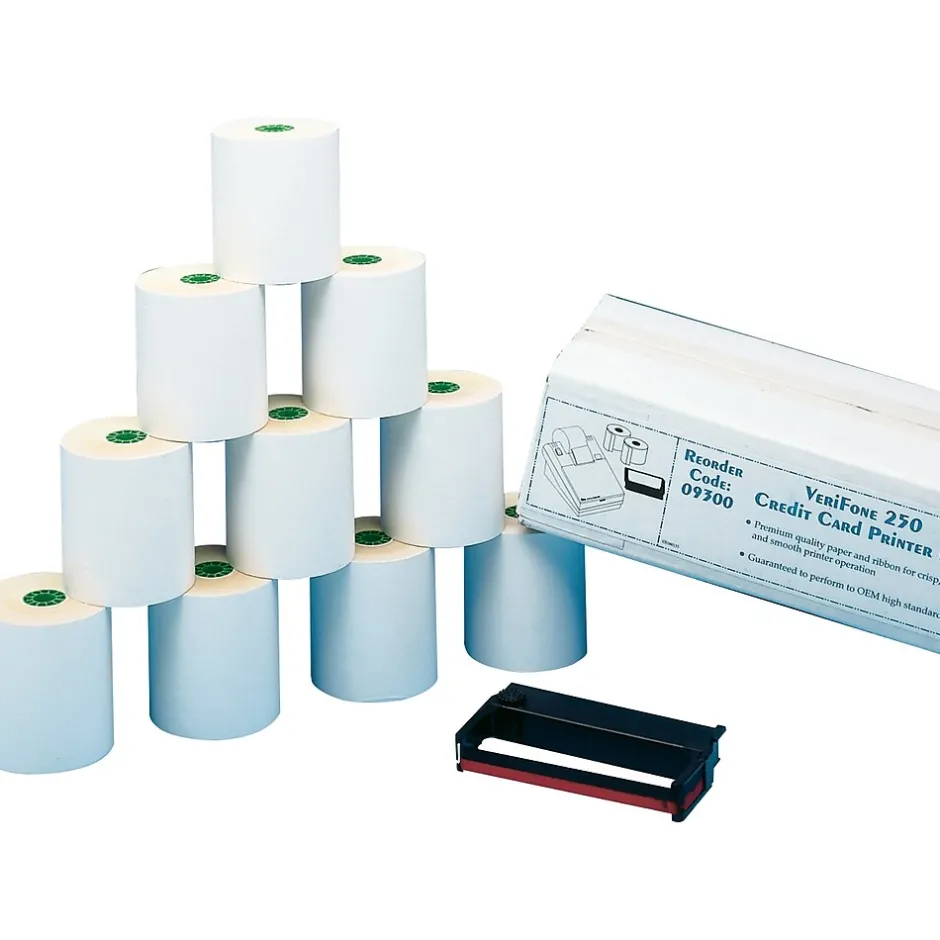 Hot Credit/Debt Verifone 250 Kit, 2-Ply, 3" x 90', 10 Rolls/Pack (452177) Pos Paper