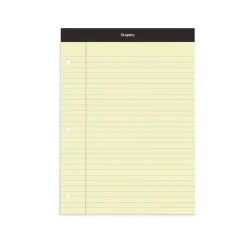 Staples Double-Sheet Notepad, 8.5" x 11.75", Wide Ruled, Canary, 100 Sheets/Pad (20-243) Sale