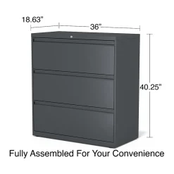 Outlet 3-Drawer Lateral File Cabinet, Letter/Legal Size, Lockable, 40.25