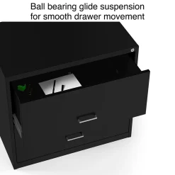 2-Drawer Lateral File Cabinet, Letter/Legal Size, Lockable, 27.3