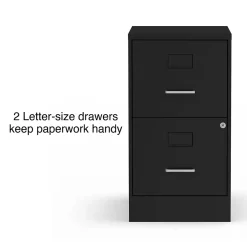 2-Drawer Light Duty Vertical File Cabinet, Locking, Letter, Black, 18"D (52142) File Cabinets