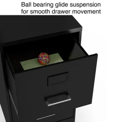 2-Drawer Light Duty Vertical File Cabinet, Locking, Letter, Black, 18