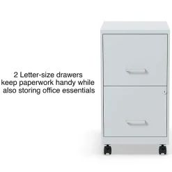 2-Drawer Mobile Vertical File Cabinet, Letter Size, Lockable, 26.3"H x 14.3"W x 18.9"D, Gray (ST60053-CC) File Cabinets