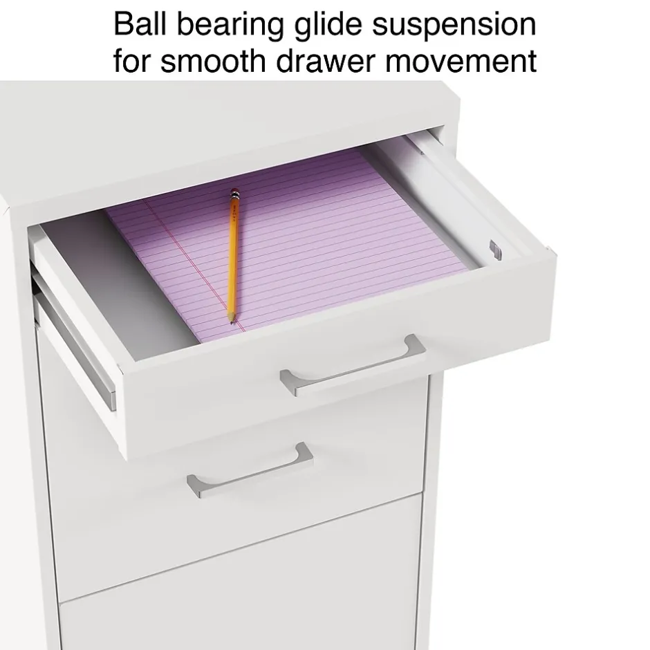 Clearance 3-Drawer Mobile Vertical File Cabinet, Letter Size, Lockable, 26.9"H x 14.3"W x 18.9"D, (ST52144-CC) File Cabinets