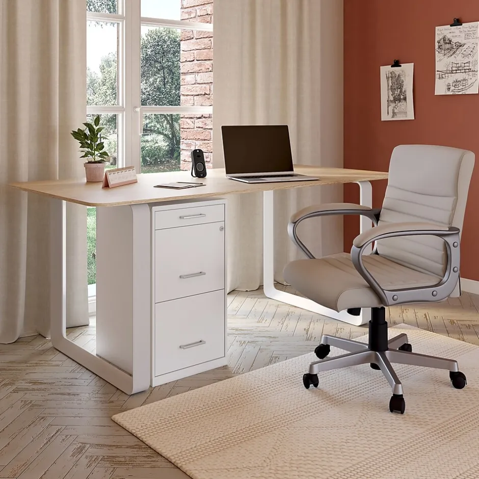 Clearance 3-Drawer Mobile Vertical File Cabinet, Letter Size, Lockable, 26.9"H x 14.3"W x 18.9"D, (ST52144-CC) File Cabinets