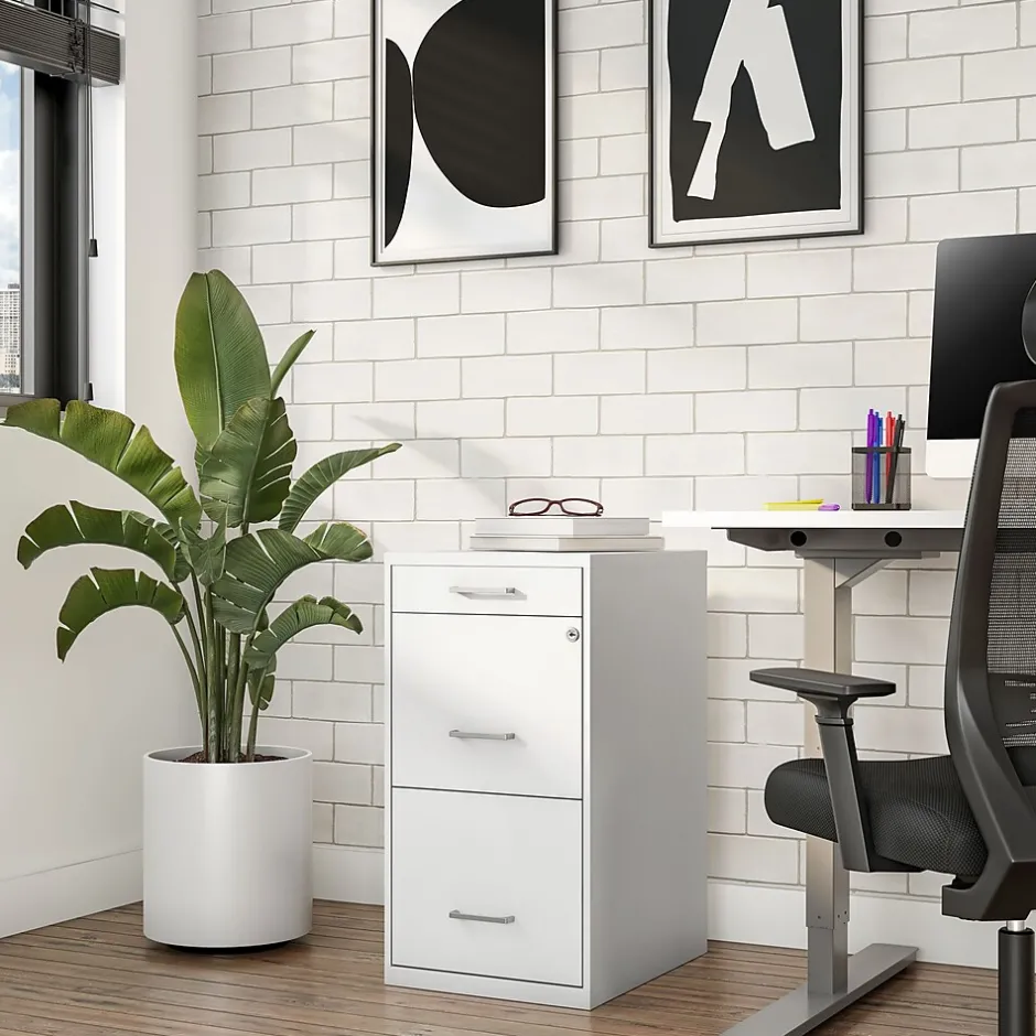 Clearance 3-Drawer Mobile Vertical File Cabinet, Letter Size, Lockable, 26.9"H x 14.3"W x 18.9"D, (ST52144-CC) File Cabinets