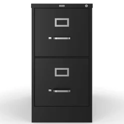 New 2-Drawer Mobile Vertical File Cabinet, Letter Size, Lockable, 29"H x 15"W x 25"D, Black (59555/25420) File Cabinets