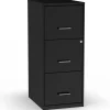 Outlet 3-Drawer Vertical File Cabinet, Letter Size, Lockable, 34.9"H x 14.3"W x 18.9"D, Black (ST52151-CC) File Cabinets