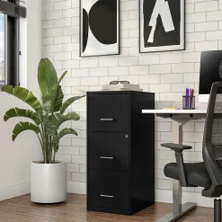 Outlet 3-Drawer Vertical File Cabinet, Letter Size, Lockable, 34.9