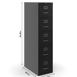 5-Drawer Vertical File Cabinet, Letter Size, Lockable, 61.38
