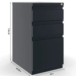 Best 3-Drawer Vertical File Cabinet, Locking, Letter, Black, 19.88