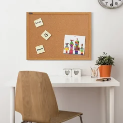 Discount Staples Durable Cork Bulletin Board, Oak Finish Frame, 2' x 3' (85223B) Bulletin
