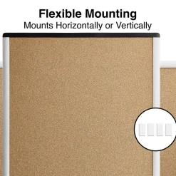 New Durable Cork Bulletin Board, Black/Silver Frame, 2' x 1.5' (ST52490-US) Bulletin