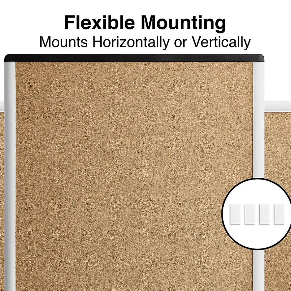 New Durable Cork Bulletin Board, Black/Silver Frame, 2' x 1.5' (ST52490-US) Bulletin