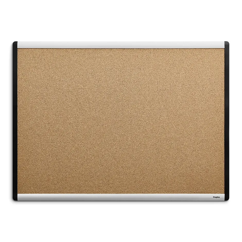 New Durable Cork Bulletin Board, Black/Silver Frame, 2' x 1.5' (ST52490-US) Bulletin