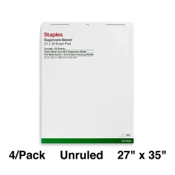 Clearance Easel Pads, 27" x 35", White, 50 Sheets/Pad, 4 Pads/Carton (ST17639) Easel Paper Pads