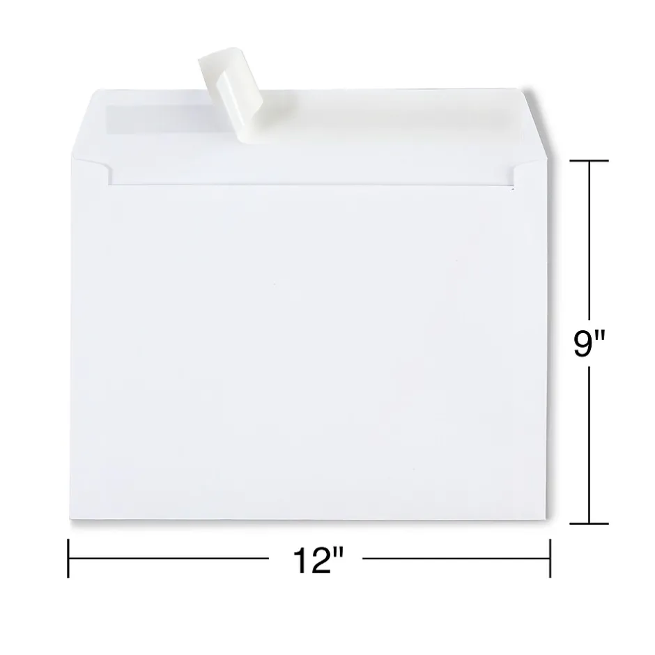 Staples EasyClose Booklet Envelopes, 12"L x 9"H, White, 100/Box (SPL570227)* Business