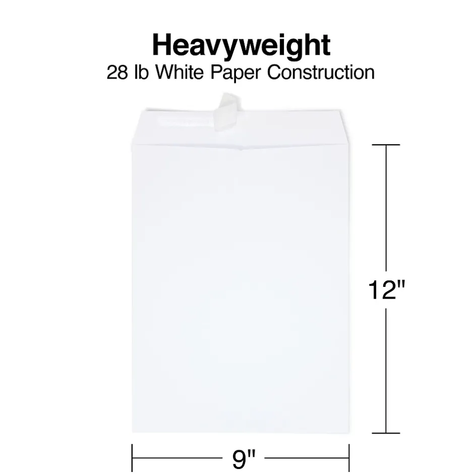 Staples EasyClose Catalog Envelopes, 9"L x 12"H, White, 250/Box (479885N)* Catalog
