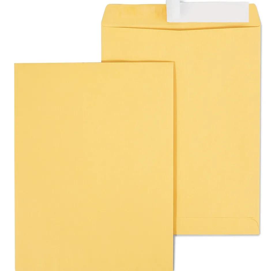 Staples EasyClose Kraft Catalog Envelopes, 10"L x 13"H, Brown, 100/Box (381969/19023)* Security Tinted