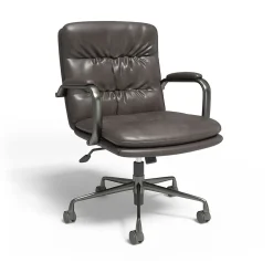 Clearance ® Ellsworth Leather Swivel Manager Chair, Gray (95115) Office Chairs