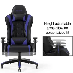 New Staples Vartan Bonded Leather Ergonomic Gaming Chair, Black/Blue (53242V) Gaming Chairs