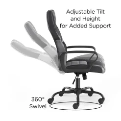 Clearance Staples Vector Luxura Faux Leather Gaming Chair, Black & Gray (61108) Gaming Chairs