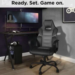 Clearance Staples Vector Luxura Faux Leather Gaming Chair, Black & Gray (61108) Gaming Chairs