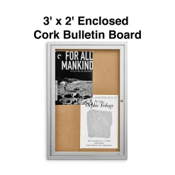 Enclosed Cork Display Board, Aluminum Frame, 3' x 2' (ST61261) Bulletin