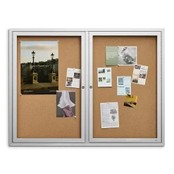 Discount Enclosed Cork Display Board, Aluminum Frame, 4' x 3' (ST61262) Bulletin