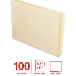 Staples End Tab File Folder, Straight Cut, Legal Size, , Manila, Reinforced Tab, 100/Box (ST62571) Hot