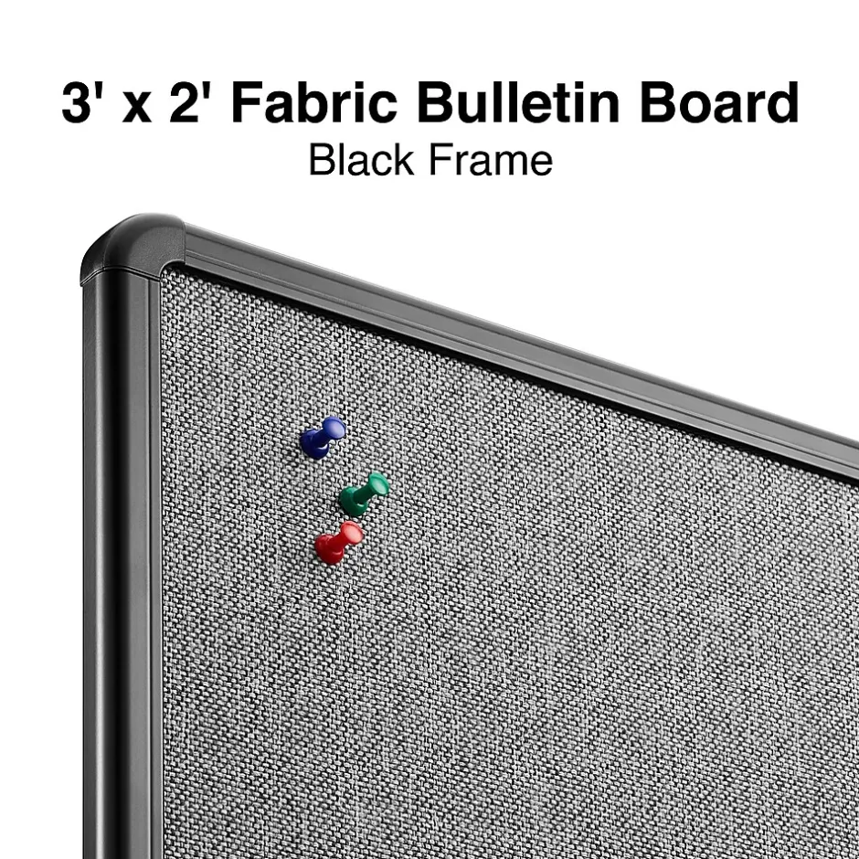 Hot Fabric Bulletin Board, Black Frame, 3' x 2' (ST61263) Bulletin